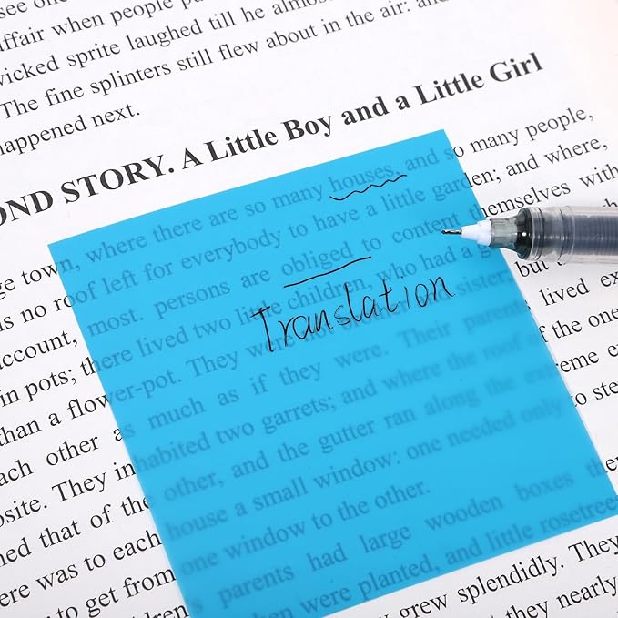 400 Sheets Transparent Sticky Notes, 3 x 3 Inch See Through Sticky Notes Multi Colors Self-Adhesive Translucent Note Clear Waterproof Stickys Note Pads for Reading Writing Office School Supply(8 Pads)