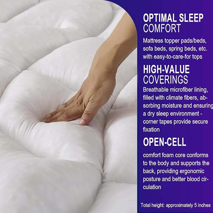 Memory Foam Mattress Topper Full, 1700 GSM Gel Foam for Back Pain Relief