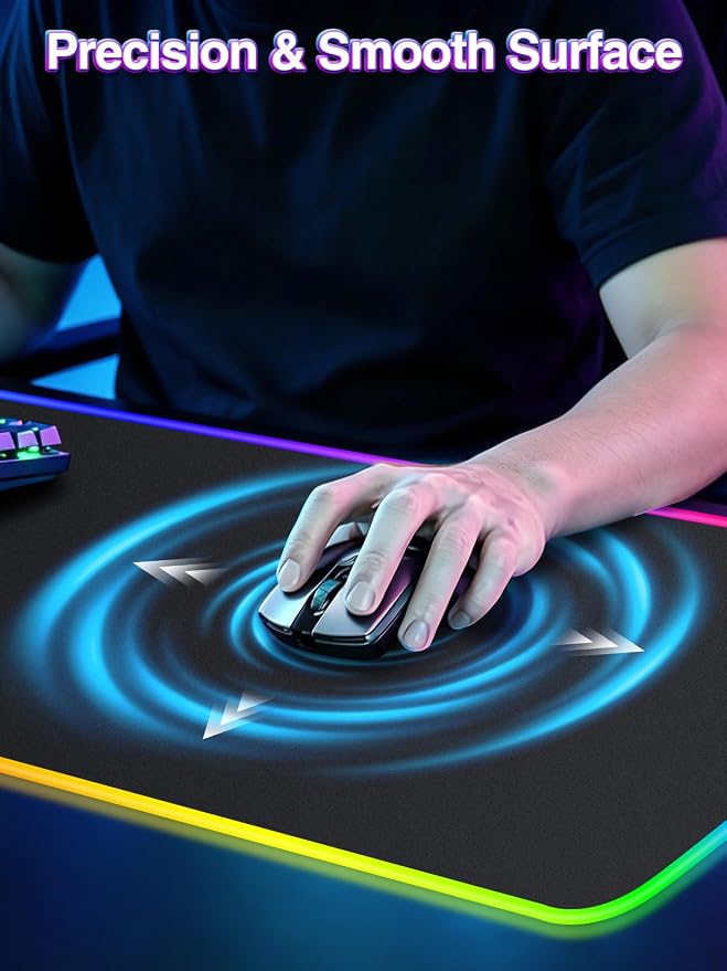 XXL RGB Gaming Mouse Pad with 15W Magnetic Wireless Charger | 31.5'' x 15.8'' Extra Large LED Desk Mat, 24 Light Effects, Non-Slip Rubber Base, Waterproof Easy Gliding Surface