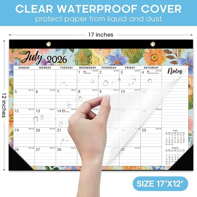 Desk Calendar 2026-2027, 18-Month Calendar Runs from July 2026 to December 2027, Large 17" x 12" Monthly Desktop & Wall Calendar for Home & Office - Botanic Whimsy