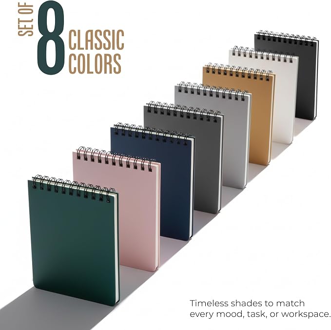 Aesthetic Pocket Notebooks Set of 8 – Small 3x5 Spiral Notepads with Lined Pages, Mini Memo Pads for Daily Notes, To-Do Lists, Office, School & Travel, Cute Portable Notebooks for Staying Organized