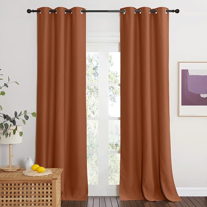NICETOWN Burnt Orange Privacy Heat Blocking Blackout Thermal Insulated Door Curtain, Soundproof Grommet Top Bedroom Doorway Curtains Closet Curtain, 42" x 95", 1 Panel