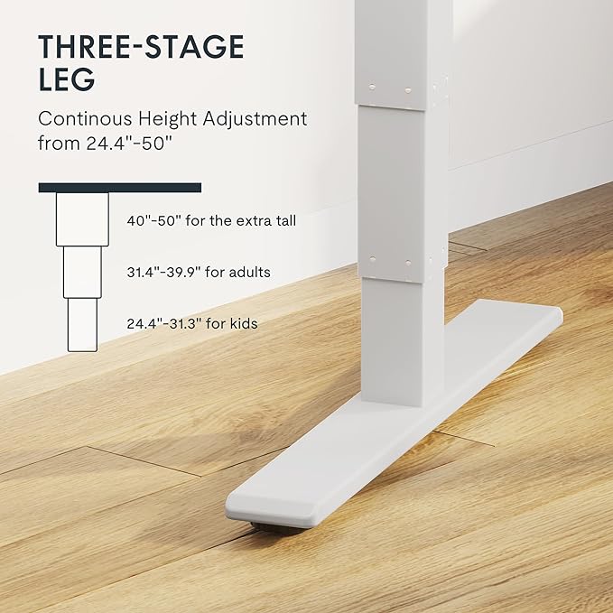 FLEXISPOT E6 MAX Bamboo 78x30 Inch Dual Motor 3-Stage Heavy Duty Standing Desk, 330lbs Weight Capacity, Height Adjustable Desk w/Cable Management & Wheels (Solid Bamboo Desktop + White Frame)