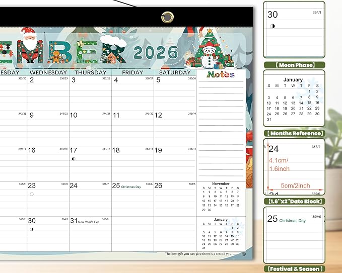 AECCN Desk Calendar 2026-2027, 18 Months Calendar, 17" x 11.4" Large Space, Anti Ink Bleed and Transparent Cover, Desktop Calendar with Stickers for Home & Office Planning-Colorful