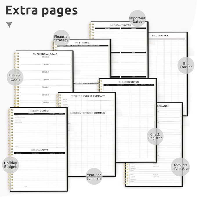 Budget Planner - Monthly Budget Book with Expense Tracker Notebook, Undated Bill Organizer & Finance Planner to Take Control of Your Money, Account Book to Manage Your Finances-Black
