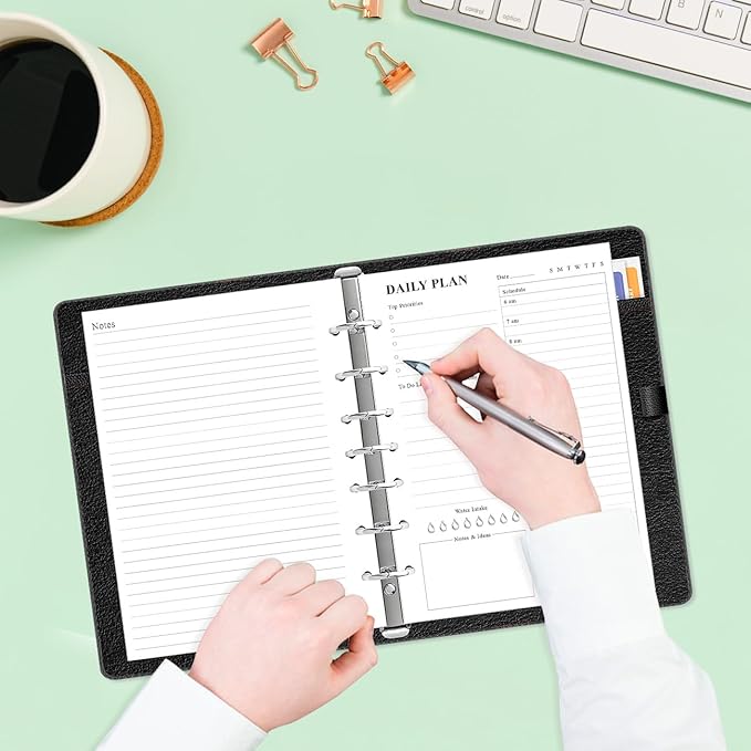 (3-Pack) 7-Hole Undated Daily Planner Refill - A5 To Do List Insert, 300 Sheets/600 Pages Planner and Lined Refill, 6-Hole Punched, 100 gsm White Paper, 5.8'' x 8.3''