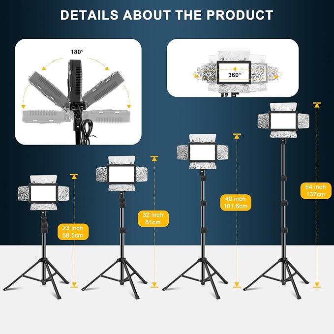 Jiang&Rong 2 Pack LED Video Lighting Kit - 5600K Adjustable USB Studio Light with Barndoor, 9 Colors, for Photography, Streaming, YouTube, TikTok, Film, Recording Studio, Camera Photo Light