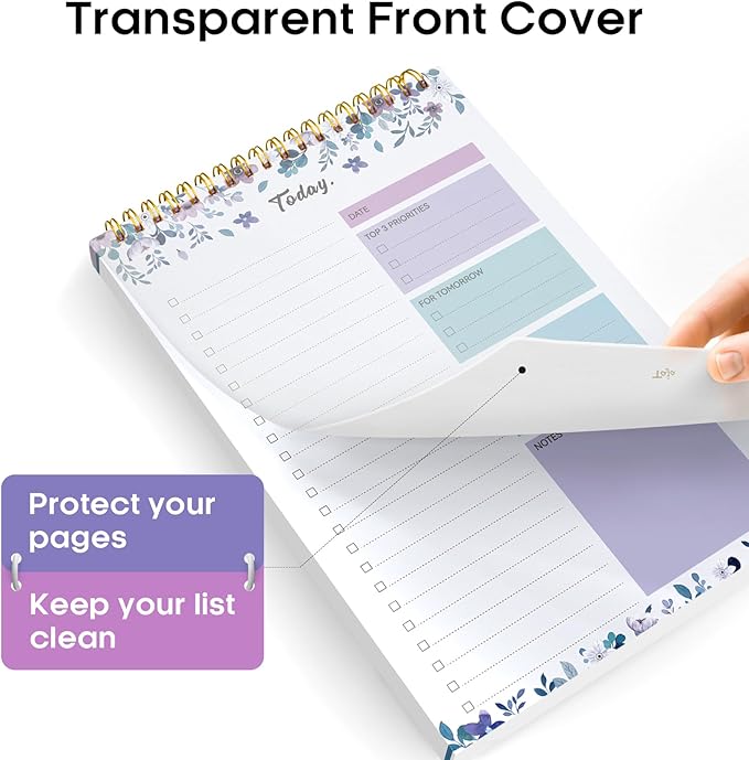 Taja 6 Pack of To Do List Notepad - To Do List Notebook for Work with 52 Sheets, 9.8" x 6.5", Undated Daily Planner Perfect for Daily Tasks and Goal Setting, Notepad Suitable for Office, Home & School - VioletBloom