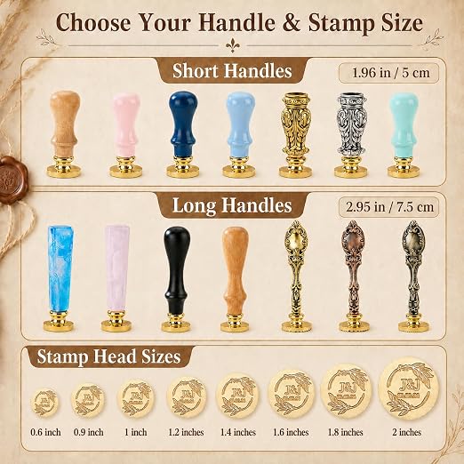 KAINSY Custom Wax Seal Stamp Kit, Personalized Gift with Logo, Name or Picture, Brass Wax Stamp for Wedding Invitation, Envelope Seals, Gift Wrapping, Wine Bottles, DIY Crafts & Graduation Gifts