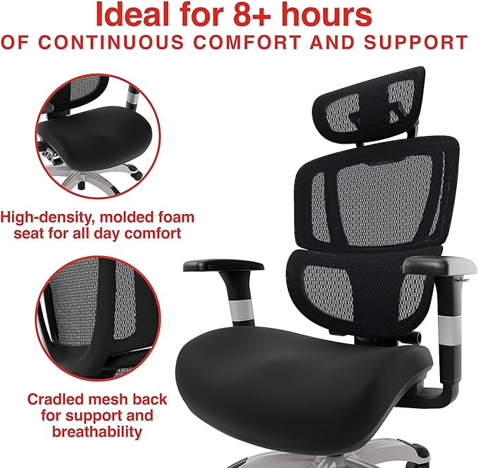 STAPLES Ergonomic Task Chair, Mesh, Ergonomic, Lumbar Support, Swivel, Black
