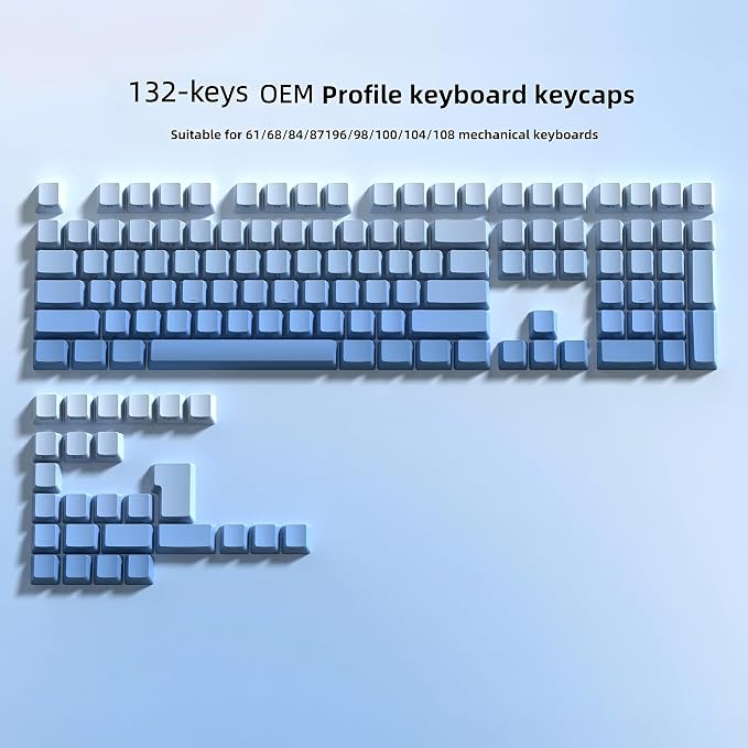 dagaladoo Double Shot PBT Keycaps Set, Shine Through Keyboard keycaps,Side Printed Custom Key caps 60% 75% 100%,OEM Profile Japanese keycap for Mechanical Keyboard MX Switch,Gradient Blue