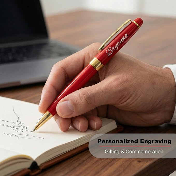 Yastar Personalized Ballpoint Pen with a Custom Keychain - Luxury Writing Pen with 2Black Ink Refills Engraved with Your Message Name on the Pens Gift Set for Man/Women/Writers/Collection/Journalist