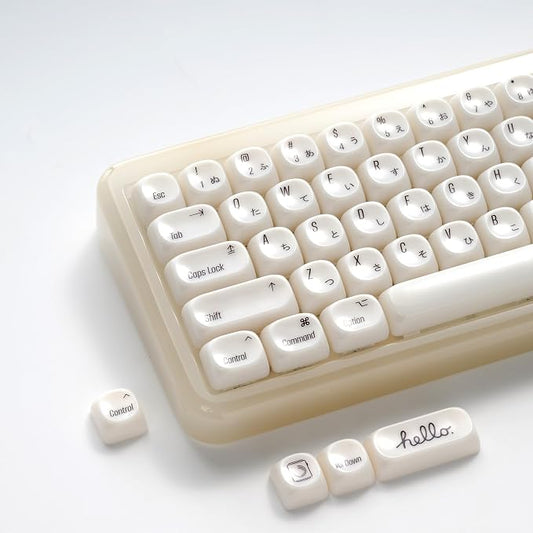 OHY Japanese Keycaps,XVX MOA Profile Minimalist Mac Style Keycap Set, Custom Cute Ceramic-Textured Keycaps for MX Switches Mechanical Keyboard-White Chocolate （Only Keycaps）