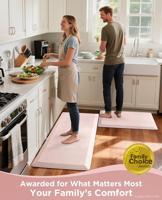 Ophanie Kitchen mats for Floor, 3/4 inch Thick, Kitchen Rugs, 20x48 Anti Fatigue Standing Cushioned Mat,Waterproof,Comfort Ergonomic mat for Office, Home,Sink with 99+ Pairs of Anti-Slip Bottom Ridges