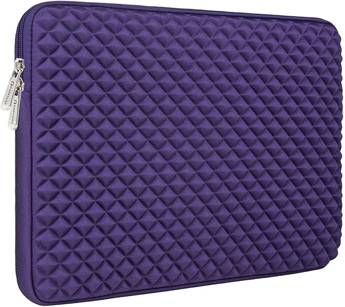 RAINYEAR 16 Inch Laptop Sleeve Diamond Foam Shock Resistant Protective Case Fluffy Lining Zipper Cover Carrying Bag Specially Compatible with New 16" MacBook Pro A2141 A2485 M1 M2 M3 M4(Purple)