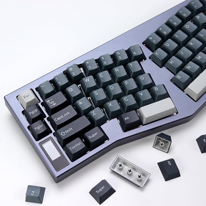 Apollo PBT Double Shot Keycap Set,176 Keys Grey Custom Key Cap Keycaps 60 Percent Cherry Profile Keycaps for 61/64/68/84/87/100/104/108 Mechanical Keyboard