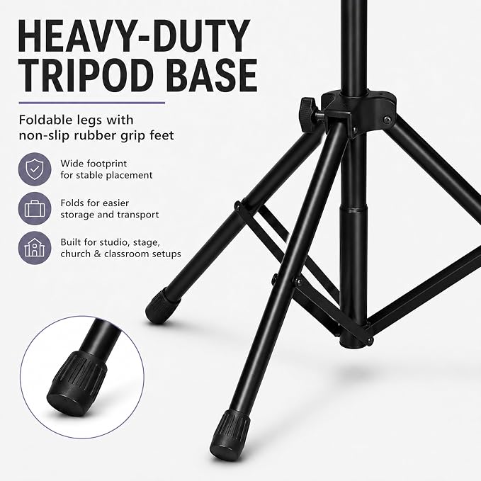 LyxPro SMT-1 Professional Microphone Stand Heavy Duty 93” Studio Overhead Boom Stand 76” Extra Long Telescoping Arm Mount, Foldable Tripod Legs & Adjustable Counterweight | OVERHEAD STUDIO BOOM STAND: Tall 93 inch mic stand with 76 inch boom for drums,...