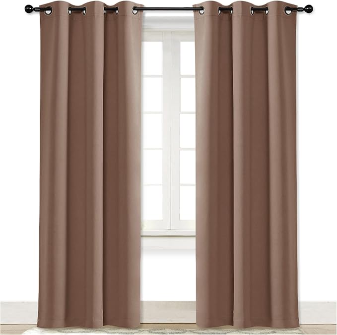 NICETOWN Curtain Blackout Drape Panel, Single Panel, 34 x 84 inch, Cappuccino, 3 Pass Microfiber Noise Reducing Thermal Insulated Window Drapery with Grommet