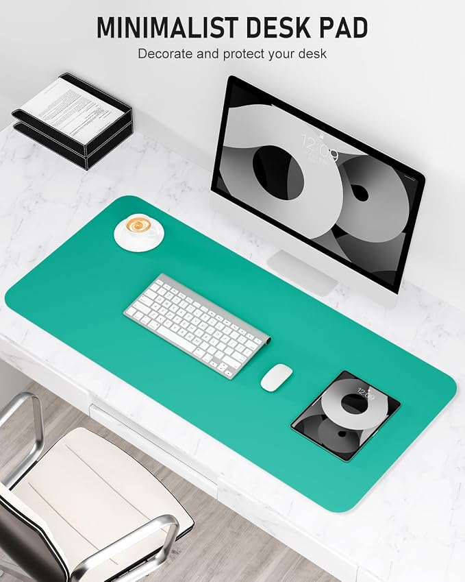 Desk Pad, 23.6" x 13.8" PU Leather Non-Slip Desk Mat Large Mouse Pad for Desktop, Waterproof Laptop Computer Writing Mat for Office, Home, Work, Gaming, Light Green