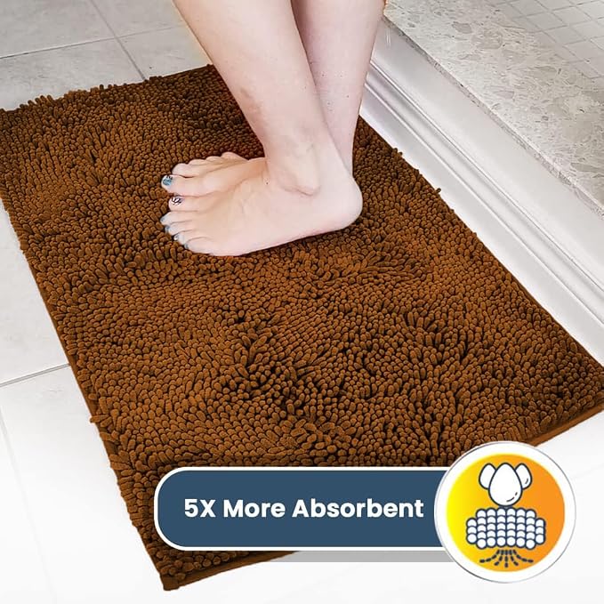 Muddy Mat® | Super Absorbent Door Mat Indoor, Microfiber Quick Dry Chenille Entryway Rug, Non-Slip Front Door Mat, Indoor Mats for Entryway, Machine Washable Pet Rug, Amber 19" x 30"