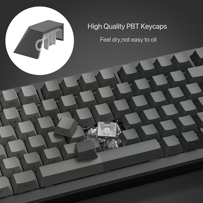 dagaladoo Double Shot PBT keycaps for Mechanical Keyboard,Shine Through keycap Cherry Profile,Gradient Grey,Side Printed Keyboard caps for Mechanical Gaming Keyboards(121key,only keycaps)