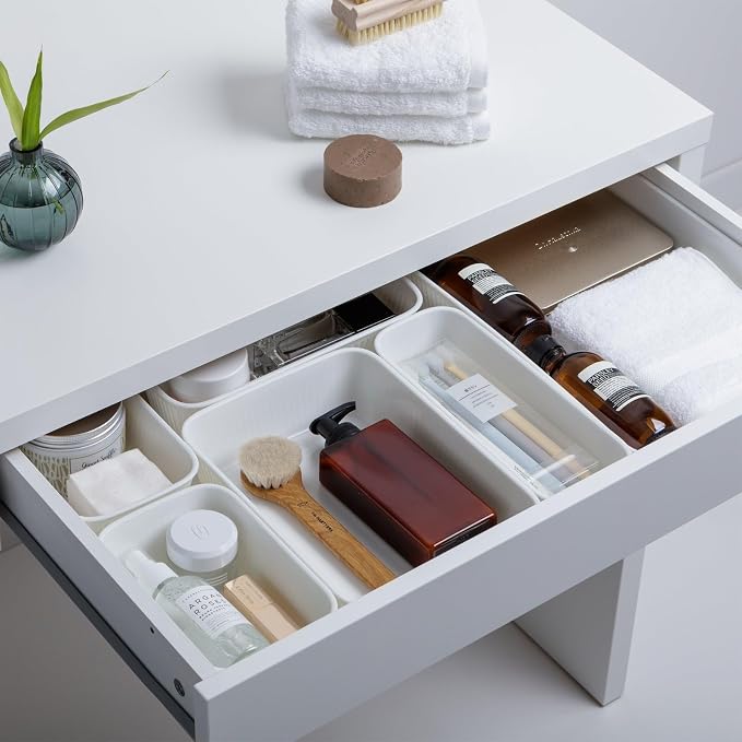 TATAY Storage Basket Baobab Drawer Organisation Elegant Functional Design | Storage Basket Household | Dimensions 17.7x24x5.6 cm | BPA-Free Material | Home and Office Organisation, Grey
