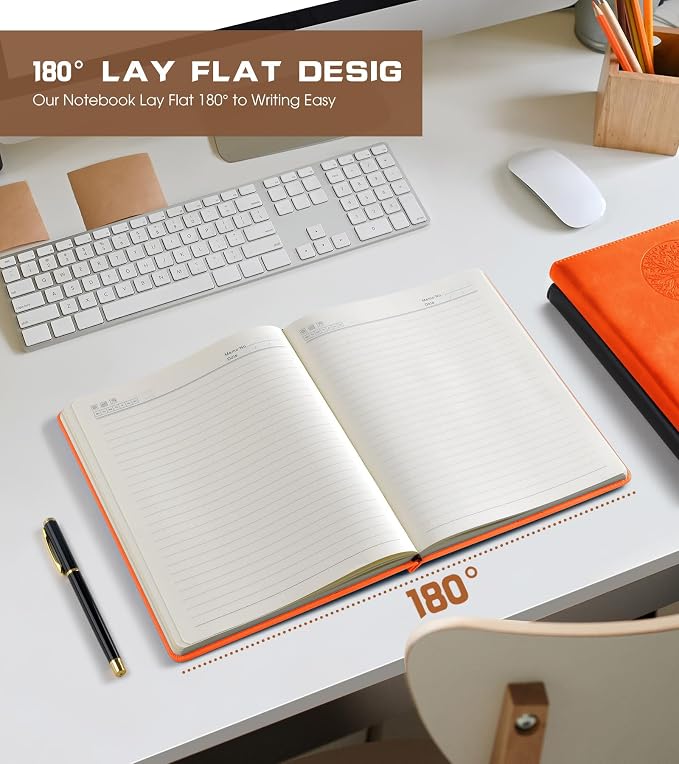 Biuwory Lined Journal Notebook for Women Men,256 Pages A4 Large Hardcover Leather Journals for Writing,Travel,Business,Work,School,College Ruled Notebooks for Note Taking, Diary Notepad 8.6"×11"