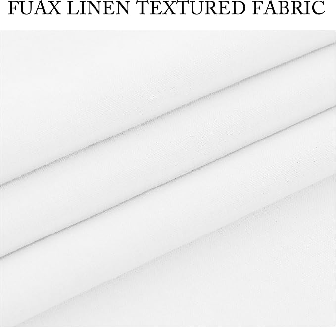 RYB HOME 4 in 1 Set Dust Filter - Soundproof - Blackout - Insulating, Energy Efficiency Linen Curtains for Kids Bedroom Living Room Divider Apartment Hotel Office Theatre, White, W 52 x L 108, 2 Pcs