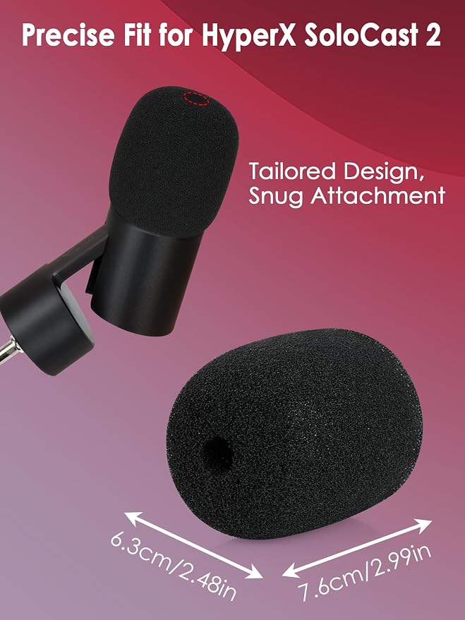 SoloCast 2 Pop Filter for HyperX SoloCast 2 and 1 - Foam Mic Covers Windscreen Suitable for SoloCast 2 Microphone and SoloCast Mic for Filter Ambient and Breathing Winds by YOUSHARES