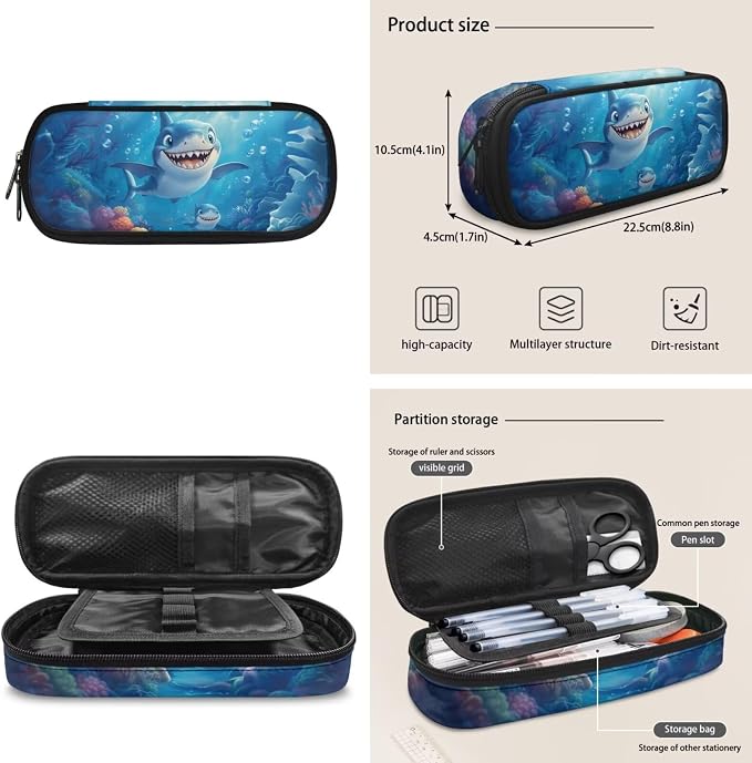 ZFRXIGN Cute Shark Backpack for Boys 4-6 6-8 Bookbag with Cute Pendant 17inch Kindergarten School Girls Bag and Insulated Lunch Box Portable Pencil Case Ocean