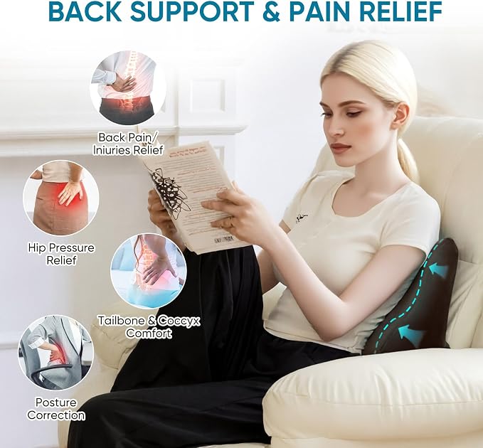 Lumbar Support Pillow for Recliner, Ergonomic Back Support Pillow | Dual-Layer Memory Foam, Soft Velvet Cover, Lower Back Pain Relief, Couch Back Cushions for Recliner, Sofa & Gaming Chair