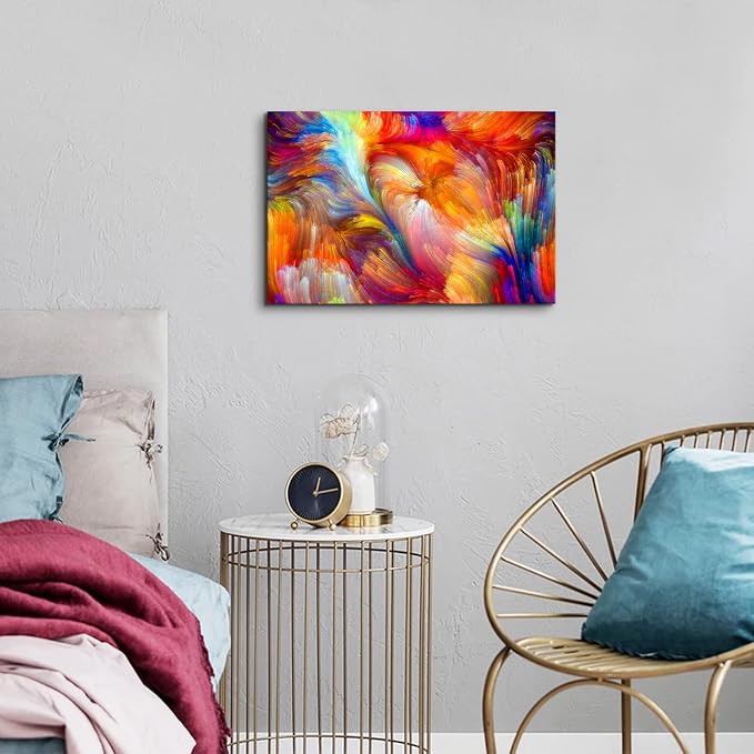 Bright Colorful Abstract Wall Art Graffiti Picture Wall Decor for Living Room Bedroom Watercolor Multicolor Canvas Prints Painting Aesthetic Poster Boho Artwork Guest Room Home Decorations 16x24”
