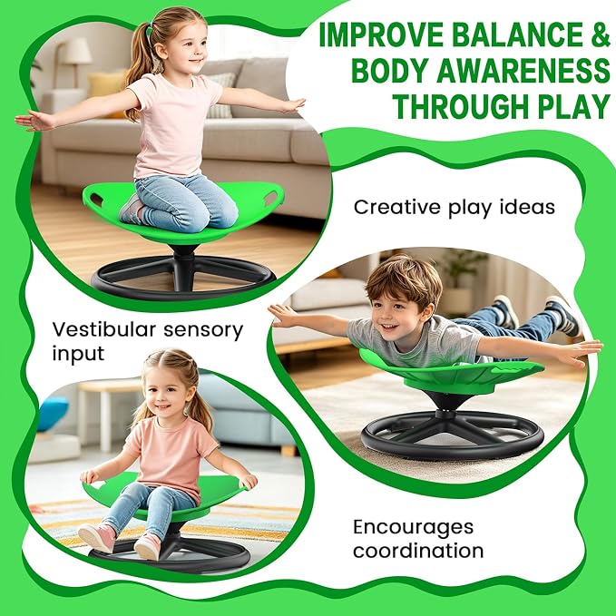 Spinning Chair for Autistic Kids Upgrade Handle Sensory Spinning Chair, 360° Silent Swivel Chair for Kids, Sensory Chair for ADHD Kids for Home & Classroom