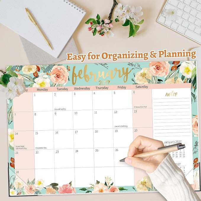 Guasslee Desk Calendar 2026, Large Desk Top Calendar 2026, 19-Month Academic Wall Calendar From Jun. 2026 to Dec. 2027 With To-Do List, Notes For School Year Office Home Teacher Planning, 17" x 11.5"