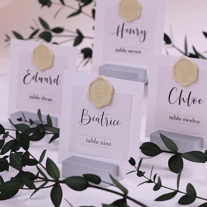 UNIQOOO Wax Seal Stickers - Eucalyptus Wedding Invitation Envelope Seal Stickers, 50 Pcs Self- Adhesive Tan White Sand Stickers, Perfect for Invitation, Christmas, Gift Wrapping, Party