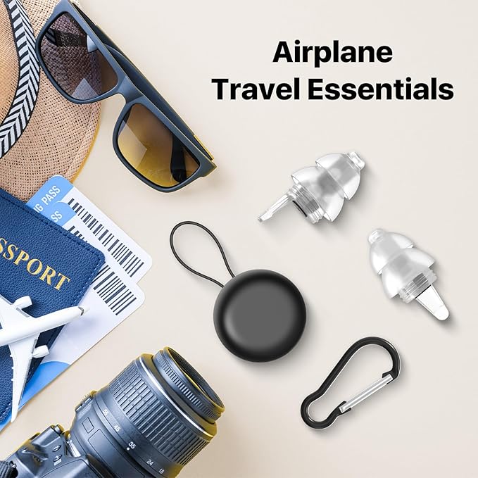 Ear Plugs for Airplane Pressure Relief & Prevent Ear Pain - Flying Travel Essentials - Comfortable Reusable Plane Earplugs for Adult/Kids 12+ with Small Ear-canals, 25dB Noise Reduction
