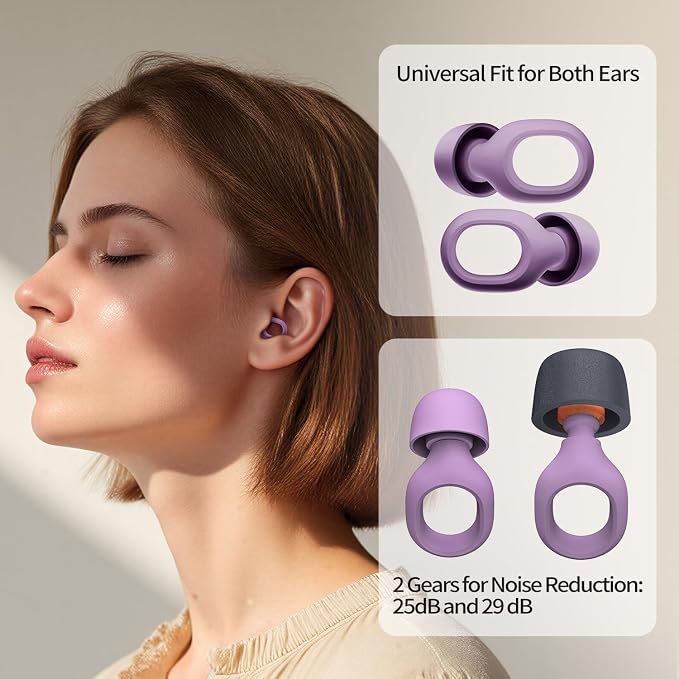 Ear Plugs for Sleeping, 25-29dB Soft Silicone Ear Plugs for Side Sleepers | Moldable Sleeper Friendly Design, Reusable Comfortable Earplugs for Snoring, Travel, Study, Focus, Airplane, Festivals