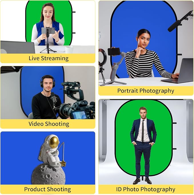 Meking 3x5ft Green Screen Backdrop for Photography, 2-in-1 Collapsible Background Panel with Clip and Carry Bag for YouTube Videos Photo Studio Props