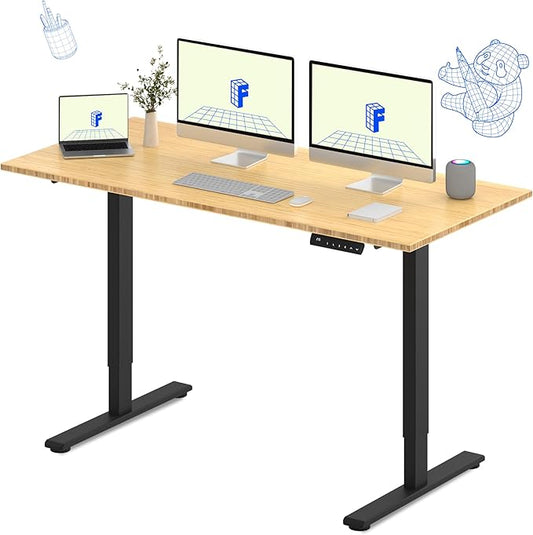 FLEXISPOT E3 Bamboo Dual Motor 72 x 30 Electric Standing Desk Sit Stand Up Desk, Holds 220 lbs, Adjustable Height w/Memory Presets, Solid Bamboo Desktop & Black Frame, Ships in 2 Boxes