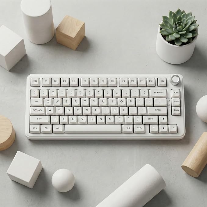 120 Keys PBT Dye Sublimation Keycaps, White Minimalist Milk Style Keycap Set, XDA Profile Custom Keycaps for Mechanical Keyboard 60% 65% 75% 100% Cherry MX Switches