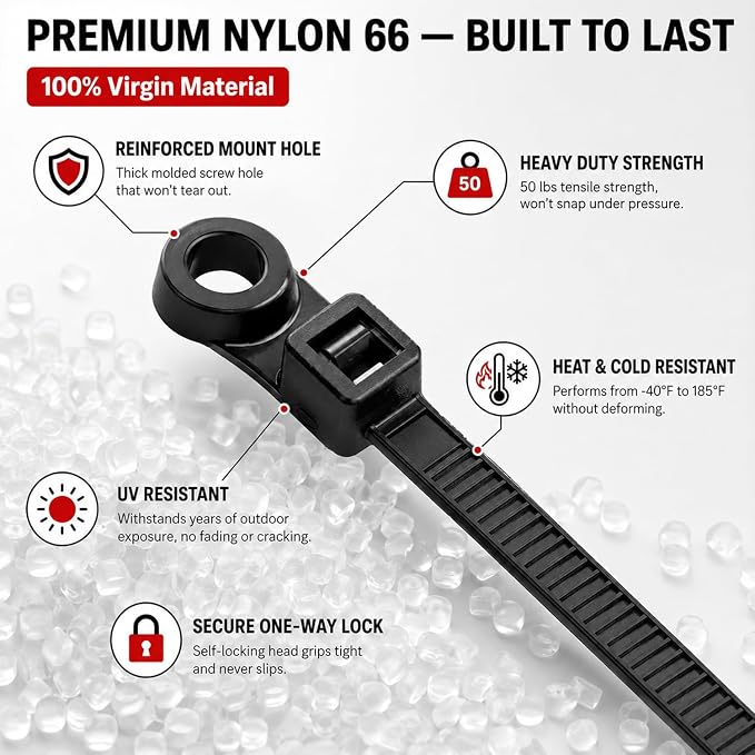 100 Pcs Nylon Universal Cable Ties Buckles 12" Long — Heavy-Duty Zip Tie Buckle Clips with Pin & Button Design, Self-Locking, UV Resistant, Easy Install for Car Bumper, Fender & Auto Body Repair