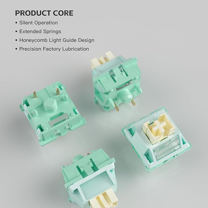 Outemu V3 Pomelo Silent Pro Switches,5 Pin 35gf Mute Pre-lubed Dustproof Tactile Switch,Suitable for MX Mechanical Gaming Keyboards(45Pcs)