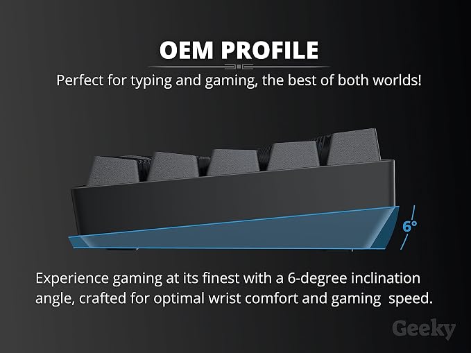 Geeky GK65 65% | Hot Swappable Mechanical Gaming Keyboard | 68 Keys Multi Color RGB LED Backlit for PC/Mac Gamer | ANSI US American Layout (Black, Mechanical Speed Yellow)