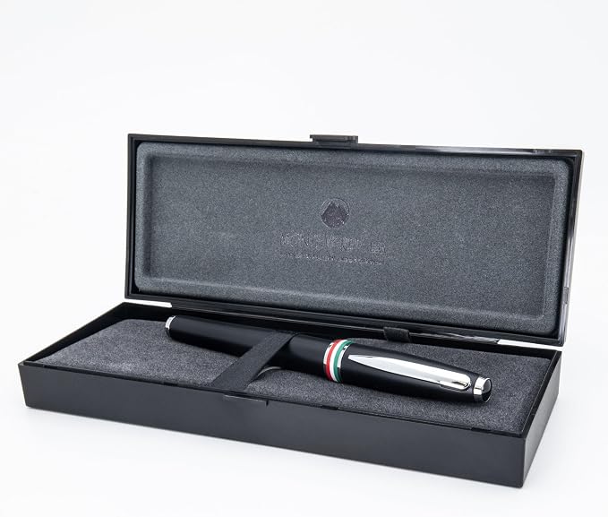Monteverde USA Aldo Domani Italia Fountain Pen Matte Black - Medium Nib - Luxury Writing Pen - Italian Design - JoWo Stainless Steel Nib - Smooth Ink Flow - Refillable - Gift Box Included