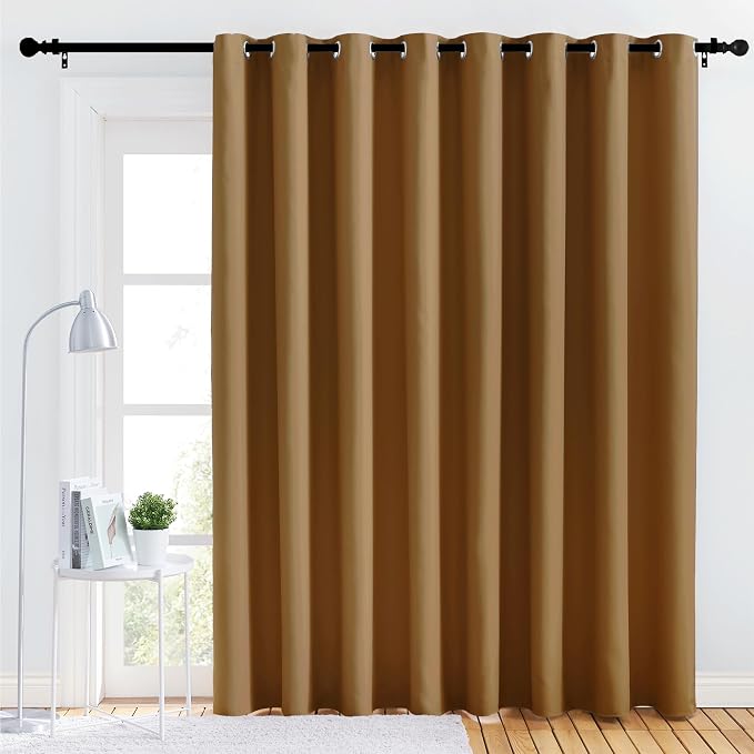 NICETOWN Lower Noise Room Divider Curtain Screen Partitions, Gold Brown, 1 Panel, 84" Tall x 120" Wide, Blackout Sound Reducing Divider Room Drape for Doorway/Glass Window/Sliding Door/Patio