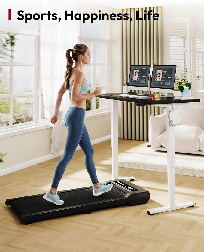 SANODESK One-Piece Electric Standing Desk, Seamless 60 x 24'' Ergonomic Height Adjustable Sit Stand Desk with Memory Presets for Home Office Computer Workstation, White Frame/Black Top