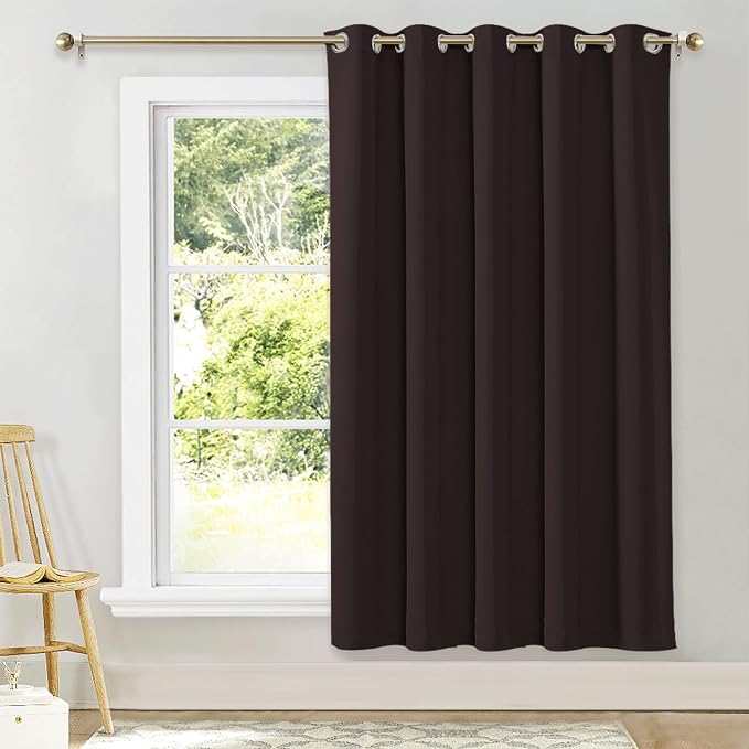 NICETOWN Blackout Curtain Room Darkening Panel Energy Smart Light Blocking Solid Grommet Blackout Curtain/Drape for Middle Window (1 Piece, 70 inches x 72 inches, Toffee Brown)