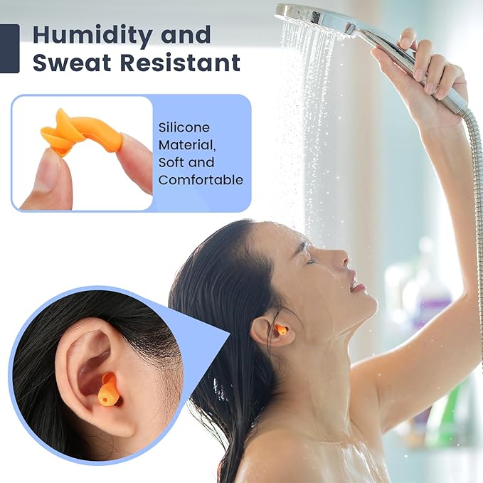 Ear Plugs for Shooting, Silicone Corded Ear Plugs for Noise Reduction, 10 Pairs with Case for Gun Range, Sleep, Swimming, Motorcycle