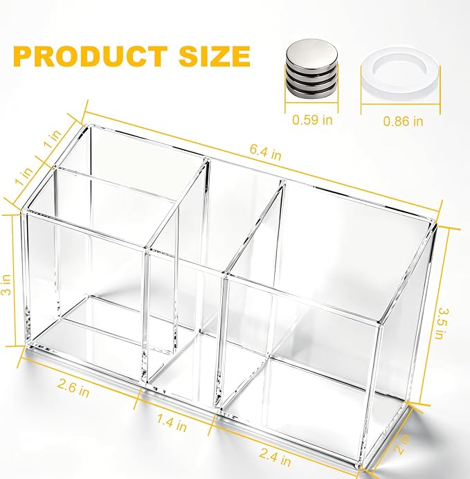 Magnetic Dry Erase Marker Holder for Whiteboard: Clear Pen Holder Organizer | Acrylic Pencil Cup with Strong Magnets for School Locker Organization Fridge Refrigerator Classroom Storage Caddy Desk
