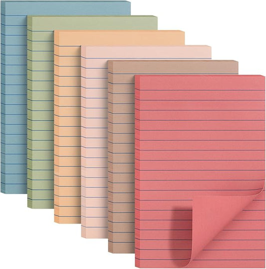 Mr. Pen- Lined Sticky Notes, 4" x 6", 6 Pads, 60 Sheets/Pad, Vintage Color | Sticky Notes with Lines, Ruled Post Stickies, Memo Pads, Self-Stick Note Pad for Office, School, Home, Study